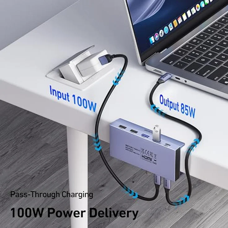 BENFEI 8-in-1 USB C Hub mit sicherer Klemmfunktion, 4K@60Hz HDMI, Gigabit Ethernet, 100W PD, 10Gbps USB-C/USB-A 3.2, kompatibel mit MacBook, iPad Pro, iMac, S23, XPS17 – Bild 5