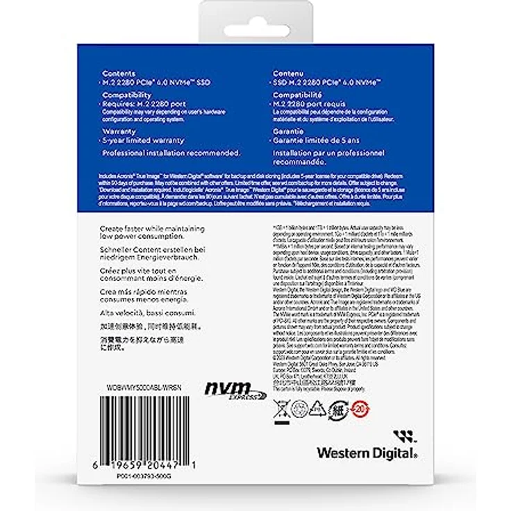 WD Blue SN580 NVMe SSD 500 GB (PCIe Gen4 x4, bis zu 4.000 MB/s Lesen, M.2 2280, nCache 4.0-Technologie) Blau – Bild 5