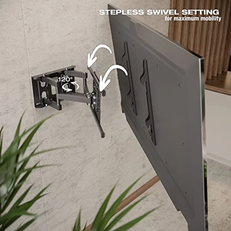 RICOO TV Wandhalterung Fernseher Schwenkbar Neigbar für 32-65 Zoll, Universal TV Halterung S7244, Fernsehhalterung für Wand, Wandhalterung Fernseher 55 Zoll bis 50 Kg mit max. VESA 400x400 mm – Bild 2