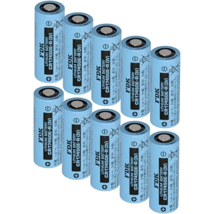 FDK Lithium 3V Batterie CR 17450ER A, 10er Pack Hochstromzellen mit 2400 mAh für extreme Temperaturen