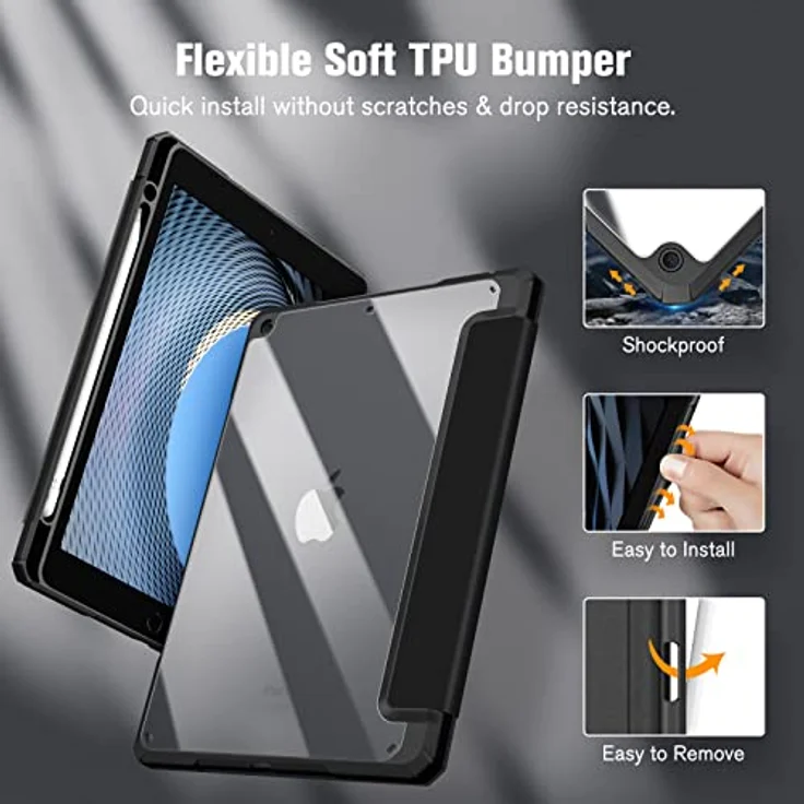 Fintie Tablet-Hülle Hybrid Hülle für 10.2 Zoll iPad 9. Generation 2021/8. Gen 2020/7. Gen, 2019 mit Stifthalter, Stoßfeste Hülle mit transparenter Hartschale – Bild 5
