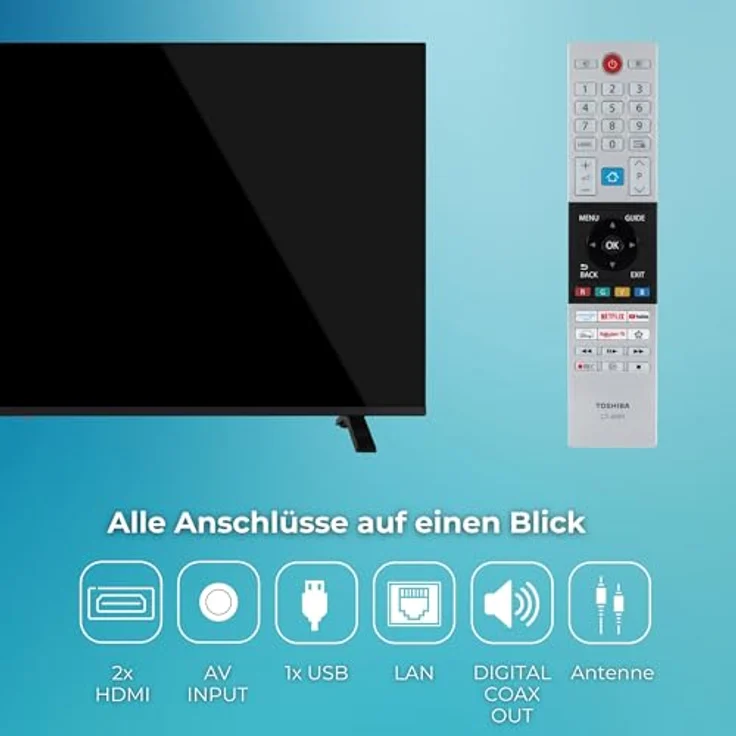 Toshiba 55QV1563DDW, 55 Zoll QLED Smart TV VIDAA mit 4K UHD, Dolby Vision HDR, Triple-Tuner, Bluetooth & Streaming Apps – Bild 4