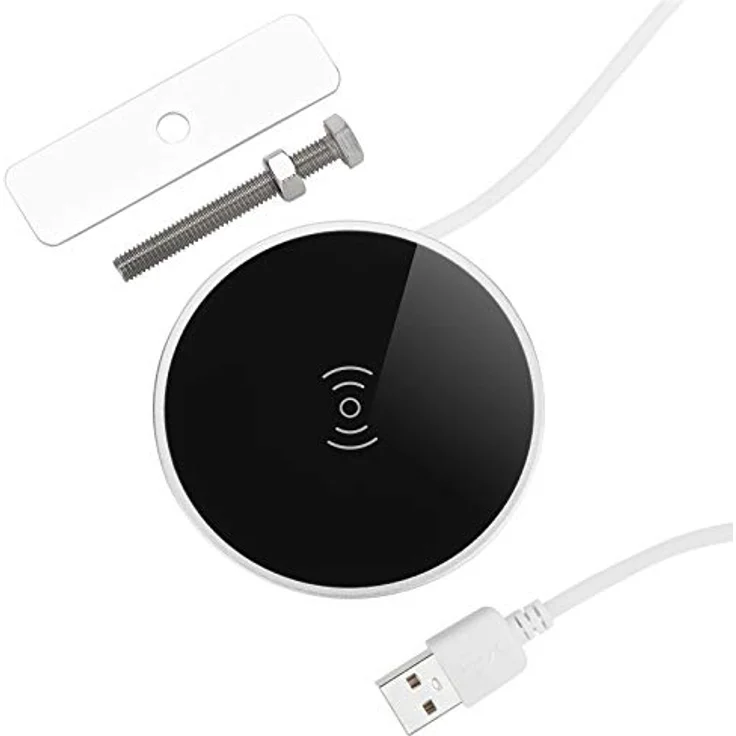 SOTECH Wireless Charger WLC-02, Induktionsladegerät für Qi-fähige Smartphones, Aluminiumlegierung schwarz, Ø 74 mm – Bild 3