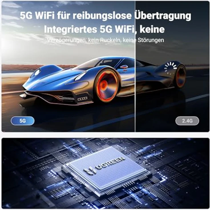 UGREEN Wireless USB-C Transmitter und Receiver, 1080P@60Hz, 5G WLAN, 50m Reichweite, PD 60W, Plug & Play, kompakt – Bild 4