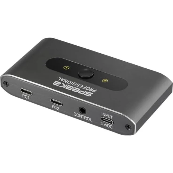 SpeaKa Professional 2 Port USB 3.2 Gen 1-Umschalter (USB 3.0), Aluminiumgehäuse mit 5 Gbit/s Datentransfer, grau – Bild 2