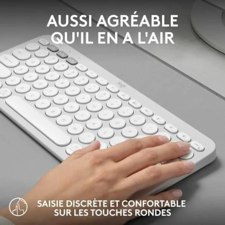 LOGITECH Pebble Keys 2 K380s, AZERTY Tastatur in Tonal White, kabellos über Bluetooth – Bild 5