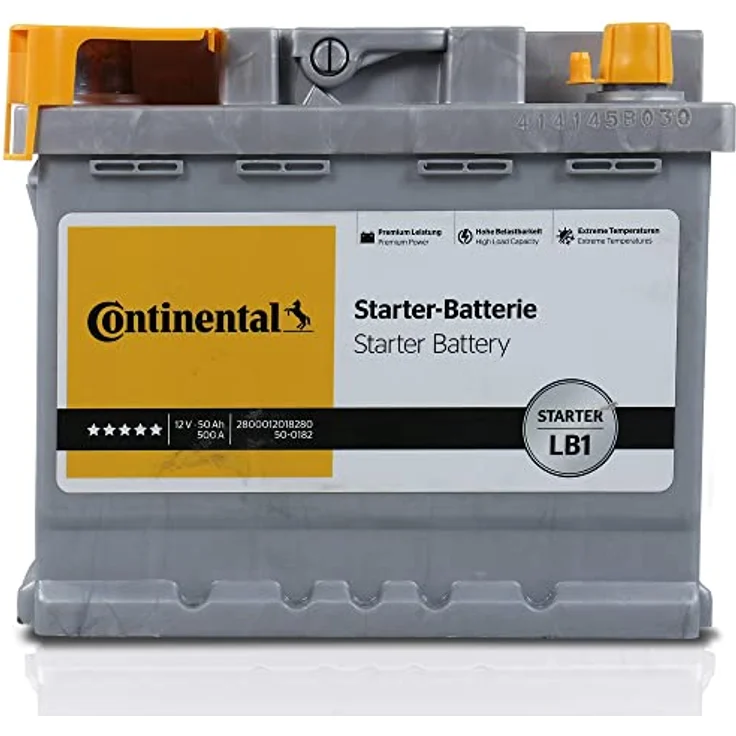 Continental Starterbatterie 50Ah 500A 12V SLI-Bleiakkumulator in B13 Bodenleistenausführung, 11,7 kg – Bild 1