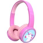 Denver BTH106P Kinder Kopfhörer - Bluetooth - Kabellos - Bis zu 85db - Eingebautes Mikrofon - Rosa Einhorn-Design