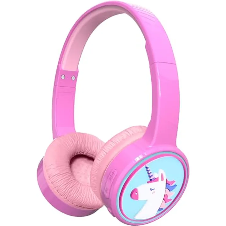 Denver BTH106P Kinder Kopfhörer - Bluetooth - Kabellos - Bis zu 85db - Eingebautes Mikrofon - Rosa Einhorn-Design
