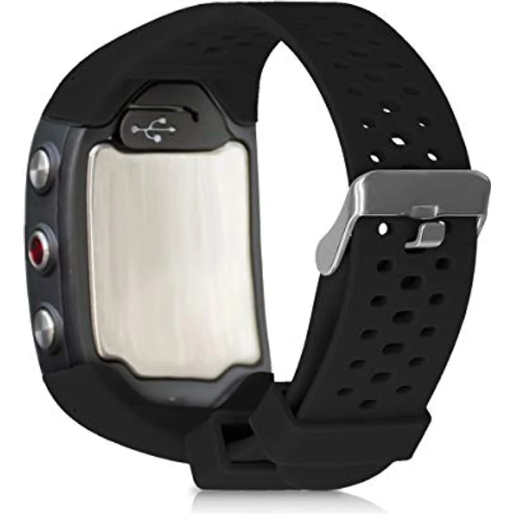 kwmobile Silikon Uhrenarmband für Polar M400 / M430, flexibles und reißfestes Ersatzarmband in Schwarz matt, verstellbar von 16-24 cm – Bild 2