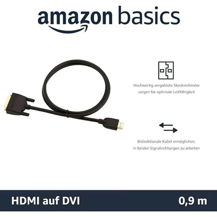 AmazonBasics HDMI-zu-DVI Adapterkabel, (neuester Standard) - 0.9m (Nicht für den Anschluss an SCART- oder VGA-Anschlüsse) - Preisvergleich – Bild 2