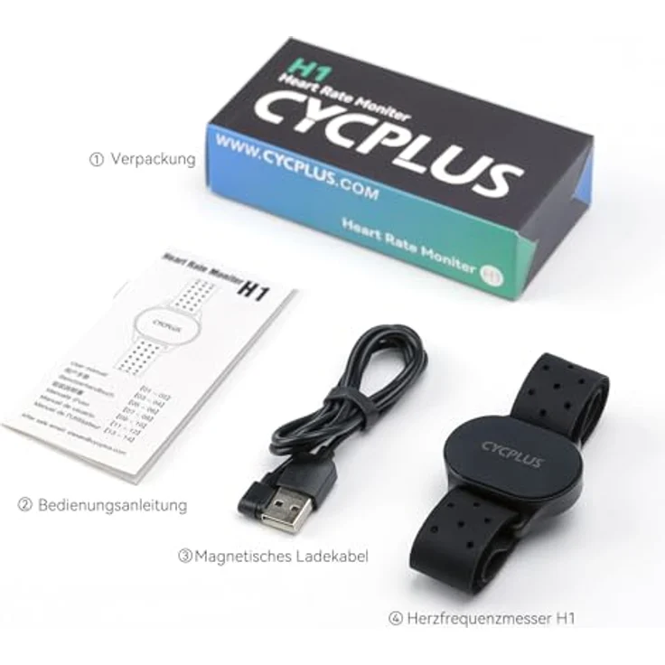 Cycplus H1 Heart Rate Monitor Armband, präzise Herzfrequenzmessung mit ±1 BPM Genauigkeit, IP67, Bluetooth & ANT+ Kompatibilität, PRO STRAP für sicheren Sitz – Bild 8