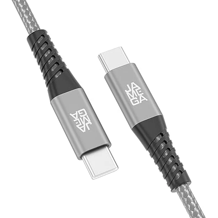 JAMEGA - USB Typ C Kabel Grau 2m | Fast Charge Sync | Kompatibel mit iPhone 15 Pro Max iPad Pro Air Samsung Macbook Tablets Huawei uvm. – Bild 1