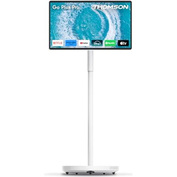 Thomson Go Plus Pro 27UE7M45, 27 Zoll 4K UHD Smart Touch Display mit Android, 64 GB Speicher, 9000 mAh Akku, 5MP Kamera, Subwoofer, WiFi 6, Bluetooth, tragbarer Ständer - Weiß – Bild 1