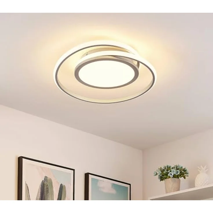 Lucande LED Deckenleuchte 'Noud' dimmbar in Chrom aus Metall (1 flammig) - Energiesparende Schlafzimmerlampe mit Dimmer – Bild 4