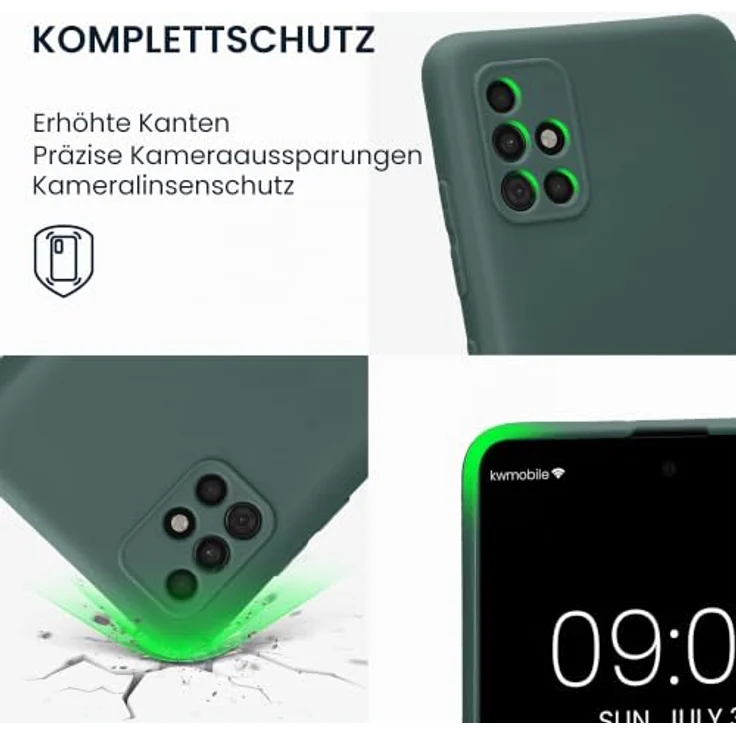 kwmobile Handyhülle für Samsung Galaxy A51 - weiches TPU Silikon Case in Blaugrün mit rutschfester Beschaffenheit und präzisen Ausschnitten für Kameralinsen – Bild 3