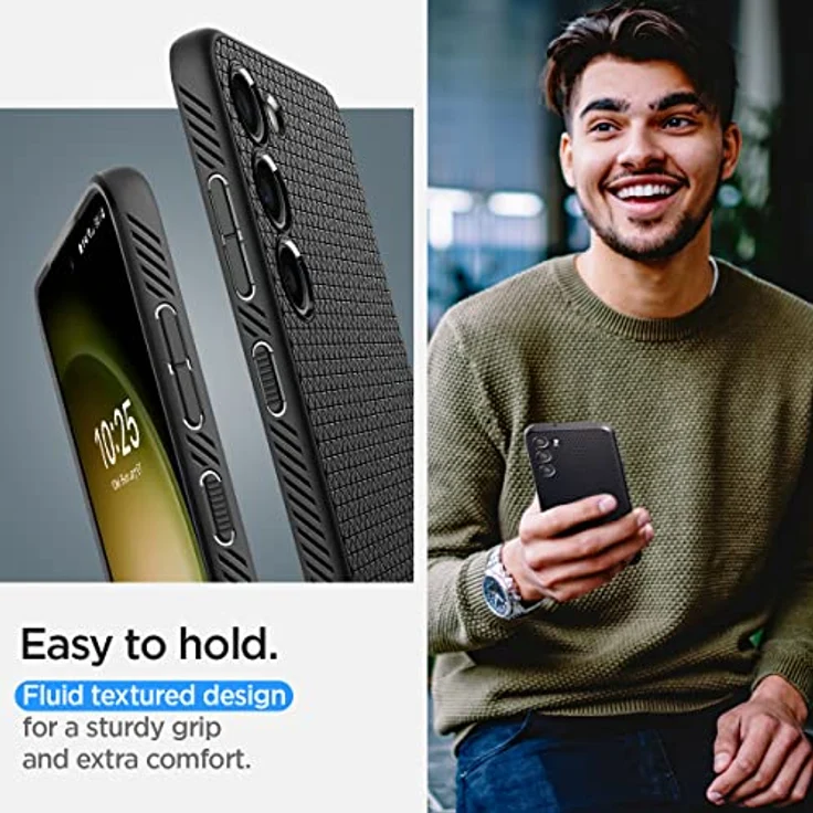 Spigen Liquid Air Hülle Kompatibel mit Samsung Galaxy S23 5G -Schwarz Gemustertes TPU mit Eckschutz und Spider Web - Schwarz – Bild 4