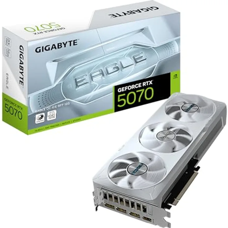 Gigabyte GeForce RTX 5070 Eagle OC Ice SFF 12G Grafikkarte - 12GB GDDR7, 192 Bit, PCI-E 5.0, 2587 MHz Core Clock, NVIDIA DLSS 4, RGB-Beleuchtung