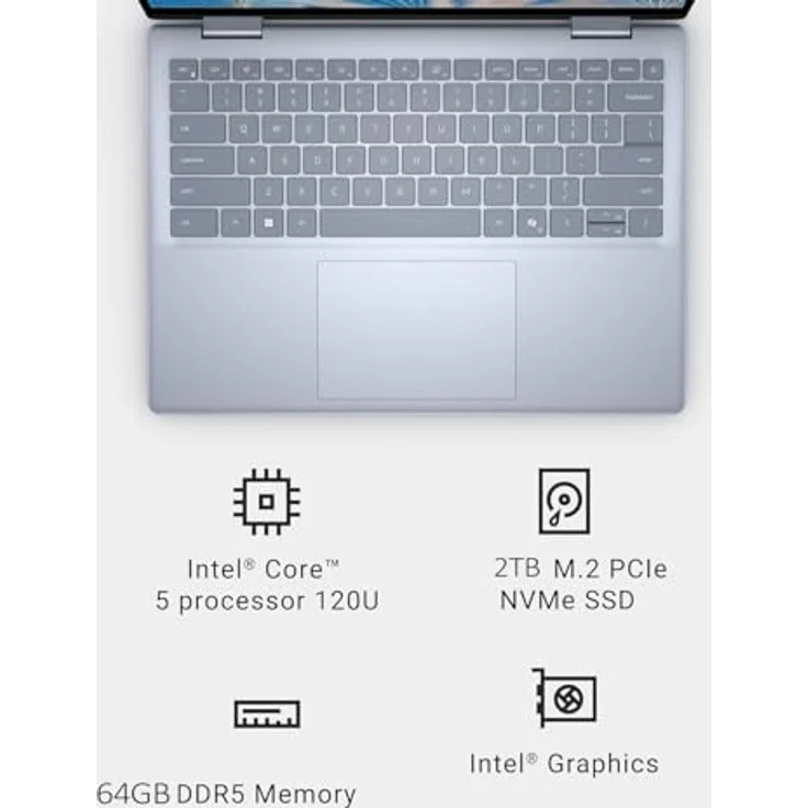 Dell Inspiron 16 7640 2-in-1 Laptop, 16 Zoll FHD+ Touchscreen, Intel Ultra 7 155H, 16GB RAM, 1TB SSD, 15h Akkulaufzeit, Fingerabdruck, Windows 11 – Bild 4