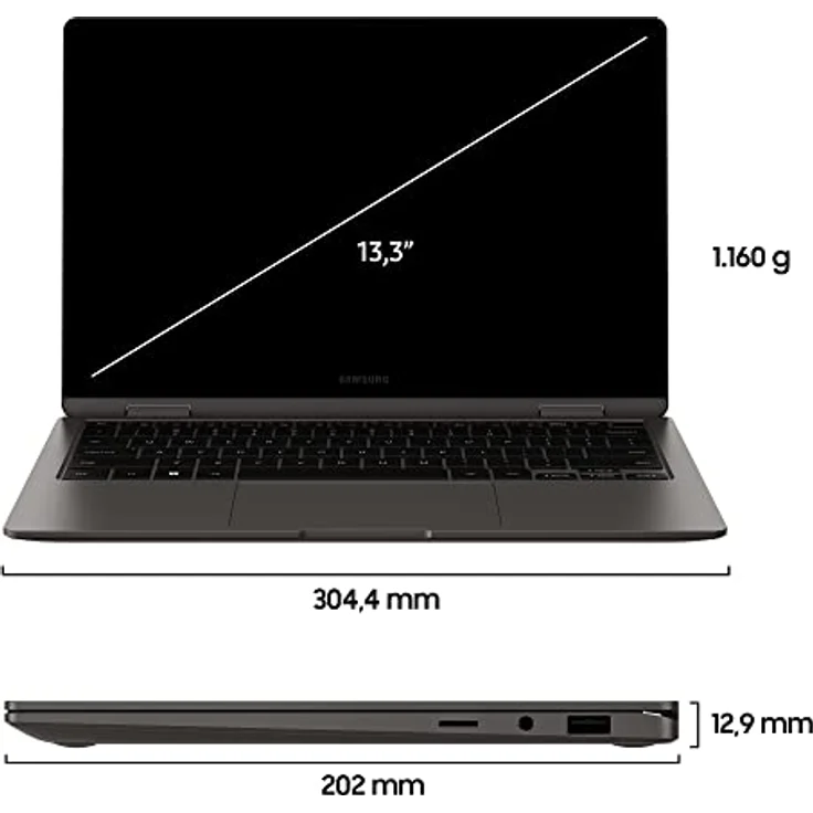 Samsung Galaxy Book3 360 Laptop | 13" Full HD 60Hz Display | Intel Core i7-1360P | 16GB RAM | 512GB SSD | Windows 11 | QWERTZ Tastatur | Graphite  – Bild 2