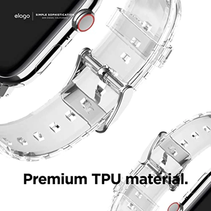 elago Clear Band, Transparentes Smartwatch Ersatzband für Apple Watch 10/9/8/SE2/7/SE/6/5/4 und Ultra 2/Ultra [49/46/45/44/41/40/38/39mm], aus strapazierfähigem TPU-Material, ergonomisches Design, austauschbare Schnalle – Bild 3