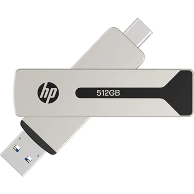 HP 911 Pro 512GB USB 3.2 OTG Type-C/Type-A Flash Drive, bis zu 1000MB/s, schlankes und robustes Design, doppelkopf-Schwenkdesign, blitzschnelle Übertragungsgeschwindigkeiten – Bild 1