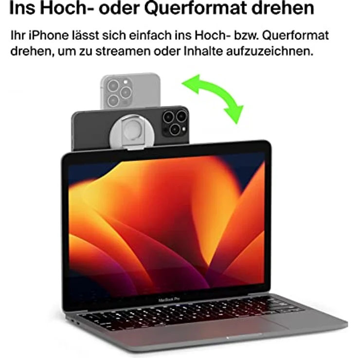 Belkin iPhone-Halter mit MagSafe für Mac-Notebooks; einfache magnetische Befestigung zur Verwendung der Kamera-Übergabe-Funktionen für Videokonferenzen, FaceTime, Streaming, Inhaltserstellung usw. – Bild 5