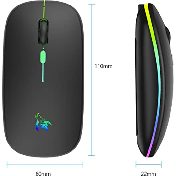 TQQ 2.4G Kabellose Bluetooth Maus,Leise Kabellose Maus,Wiederaufladbare LED-Dual-Mode-Maus (Bluetooth 5.0 und 2.4G drahtlos) mit PC, Mac, Laptop und Chromebook – Bild 5