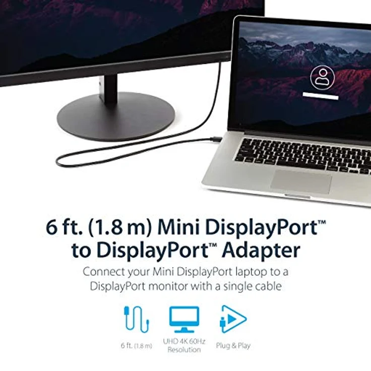 StarTech.com 10 ft Mini DisplayPort to DisplayPort 1,2 Cable 4k - DisplayPort-Kabel - Mini DisplayPort (M) - DisplayPort (M) - 3 m (MDP2DPMM10) - Preisvergleich – Bild 2