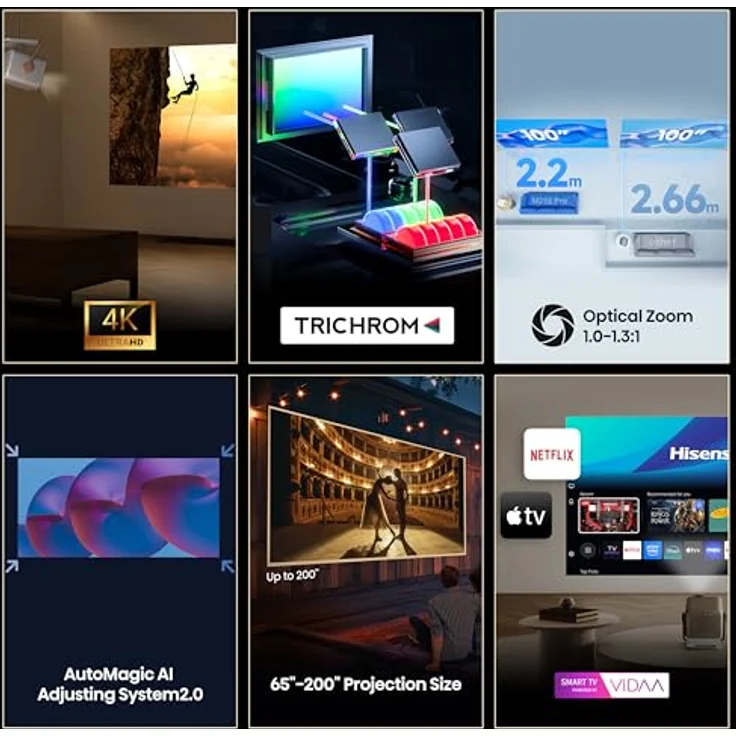 Hisense M2SE PRO Smart Mini Projektor 4K, kompakt und energieeffizient mit integrierten Smart-Funktionen – Bild 3