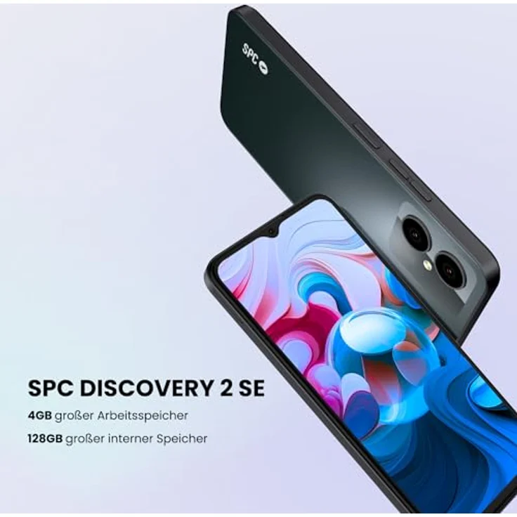 SPC Discovery 2 SE – 4+128GB Smartphone mit 6,5" HD+ Display, NFC, Fingerabdruck- und Gesichtsentsperrung, 4G, Dual 13+2MP Kamera, 4500 mAh Akku mit Umkehraufladung und Android 13 – Farbe Deep Sky – Bild 2