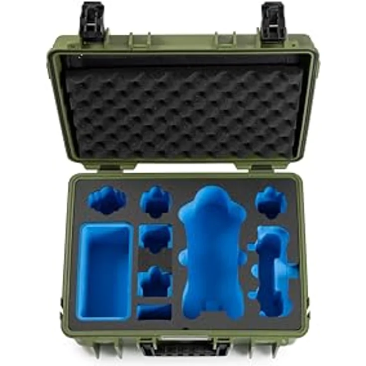 B & W International Transportkoffer für DJI Mavic 4 Pro Fly More Combo, stabil, wasserdicht, temperaturstabil, mit Hartschaumanlage, schwarz/blau – Bild 6