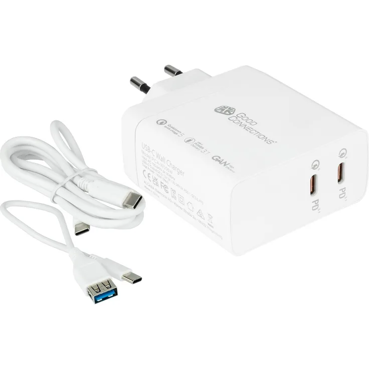Good Connections GC USB-Schnellladegerät 140W, 2x USB-C, PD 3.1, QC 5.0, PPS, weiss