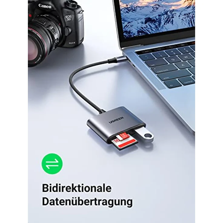 UGREEN USB C 104 MB/S Kartenleser Type C Card Reader, ultraschnelle Datenübertragung bis zu 5Gbps, kompatibel mit iPhone 15 Pro/Pro Max, Galaxy S23+/S23 Ultra, iPad Pro/Air, MacBook Pro/Air usw. – Bild 2