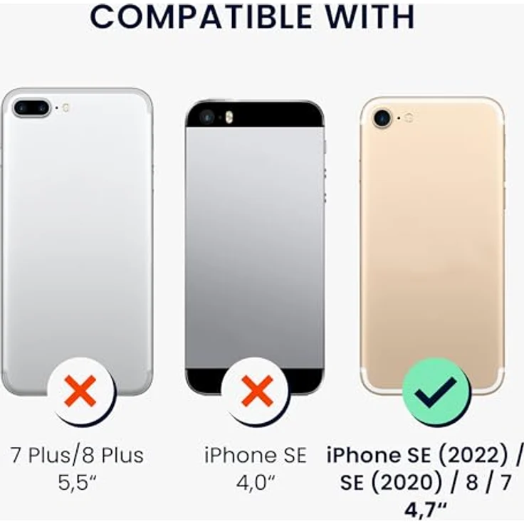 kwmobile Kunstleder Handyhülle für Apple iPhone SE (2022) / iPhone SE (2020) / iPhone 8 / iPhone 7 - Brieftaschen Schutzhülle aus PU-Leder mit Displayschutz, RFID-Schutz und Schwarz – Bild 2