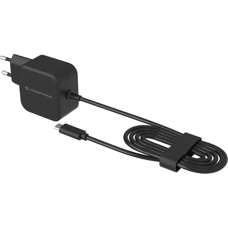 Conceptronic Ladegerät 1Port 67W, GaN USB-C PD, schnelles USB-Ladegerät, Schwarz