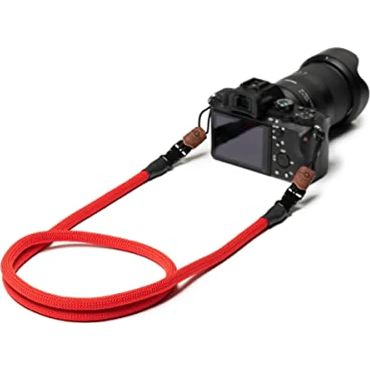 C-Rope Kameragurt THE CLIMBER aus Kletter-Seil, Umhängegurt, für alle Kameras (handgefertigt made in Germany), 125 cm, Bright Red