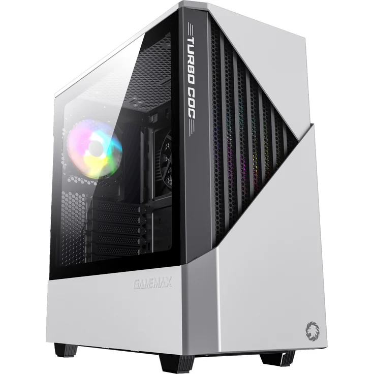 Hyrican Gamemax Contac COC WB Midi Tower, ATX Gehäuse mit seitlichem Glasfenster und ARGB-Beleuchtung, inkl. FN-12 Rainbow Lüfter
