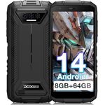 DOOGEE S41T (2025) Outdoor Handy Ohne Vertrag, 6300 mAh, 8GB RAM+64GB/1TB Erweiterbar ROM, Android 14 Outdoor Smartphone 5,5 Zoll HD+ IP68/P69K, 13MP DREI Kameras, 4G Dual SIM NFC/OTG/GPS, in Schwarz
