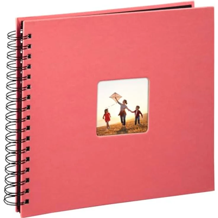 Hama Fotoalbum Fine Art, 50 schwarze Seiten, 25 Blatt, Spiralalbum 28 x 24 cm, mit Ausschnitt für Bildeinschub, flamingo-rot--rosa – Bild 2