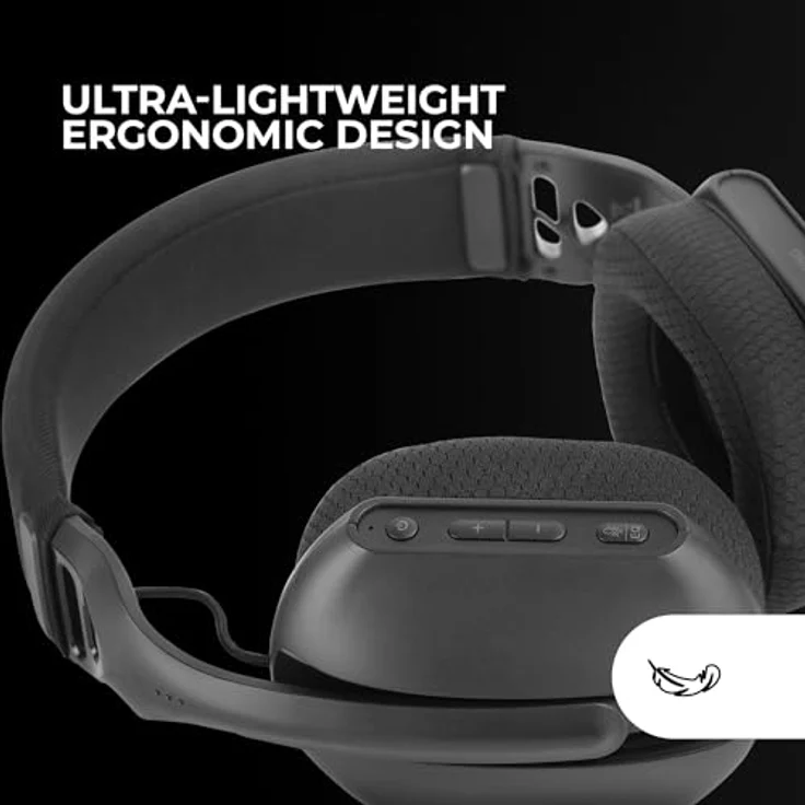 Mars Gaming MHW-PRO, Kabelloses Gaming-Headset mit 3D Surround Sound 7.1, Bluetooth 5.3, ARGB Flow Beleuchtung, Ultraleichtes Design, Duales Mikrofon, Schwarz – Bild 4