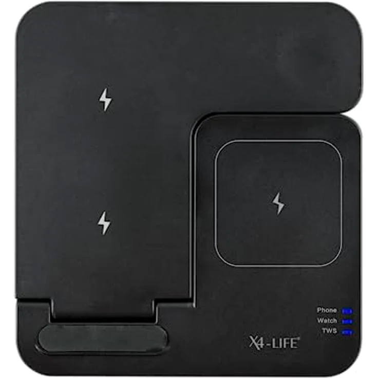 X4-LIFE Qi-Ladestation Power-Hub für Smartphones, Kopfhörer & Apple Watch mit blauem LED-Indikator für Ladezustand, gleichzeitig kabelloses Laden, max. Ladedistanz 2-6 mm – Bild 4