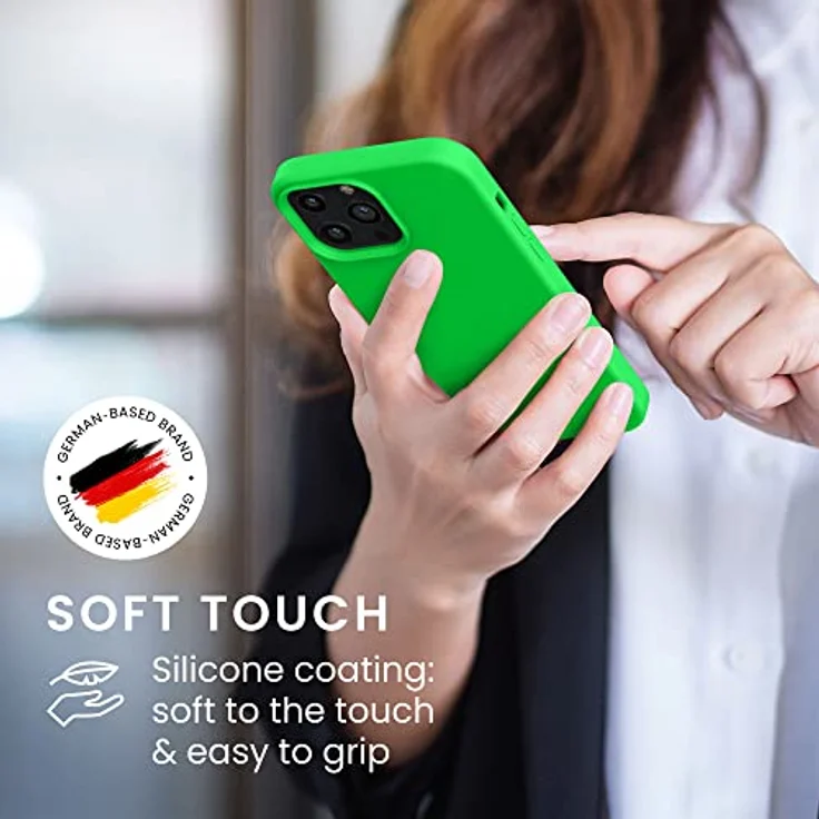 kwmobile Handyhülle für iPhone 13 Pro Max - Silikon Schutzhülle mit kabellosem Laden, Neon Grün – Bild 4