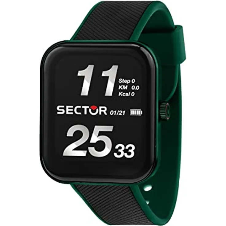 Sector S-03 Smartwatch Pro (38.50 mm, Aluminium, One Size), Sportuhr + Smartwatch, schwarz/grün