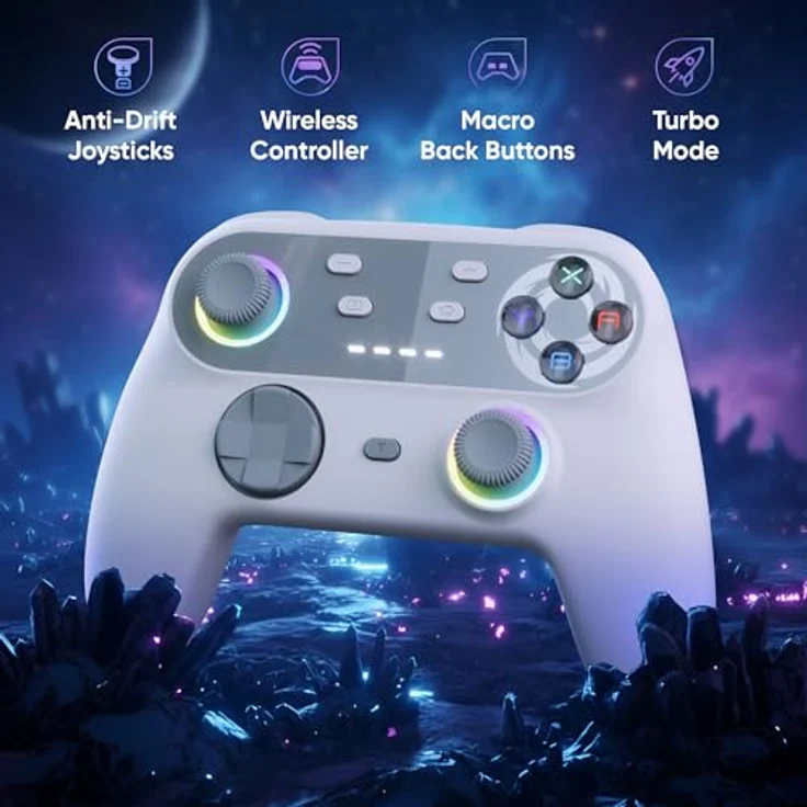 Oniverse Walli Kabelloser Controller für Switch/Switch 2/Lite/OLED/PC, Hall-Effekt, 2 Makrotasten, Turbo-Modus, 6 Stunden Akkulaufzeit – Grau – Bild 5