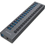 SABRENT 16 Port USB hub aktiv 3.2 gen1 und USB Ladegerät 90W Mehrfach Schnellladegerät mit Netzteil, USB Adapter,Verteiler Ladestation, Powered USB hub mit EIN/AUS-schaltern (HB-PU16)