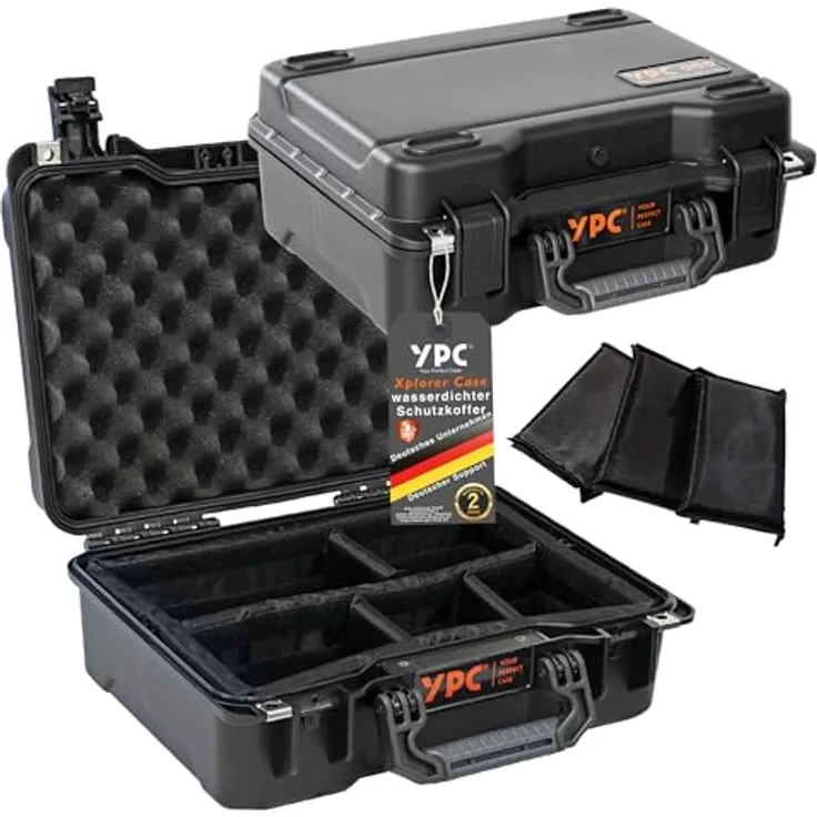 YPC Xplorer Case M – Outdoor Case, Fotokoffer gepolstert wasserdicht, Kamera Koffer Hardcase, Transportkoffer für Drohne, Stapelbar, blau