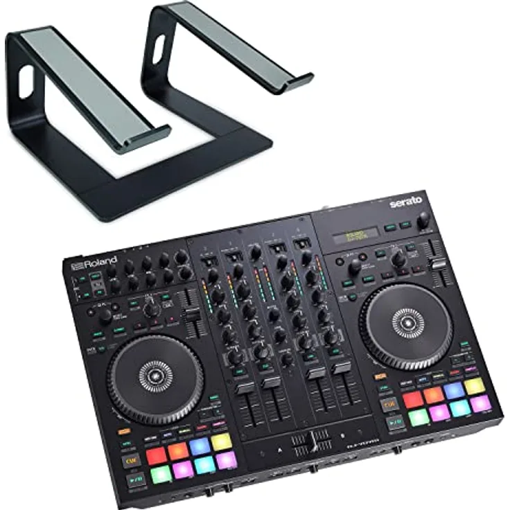 Roland DJ-707M Mobiler DJ-Controller Mischpult + keepdrum Laptopständer Schwarz