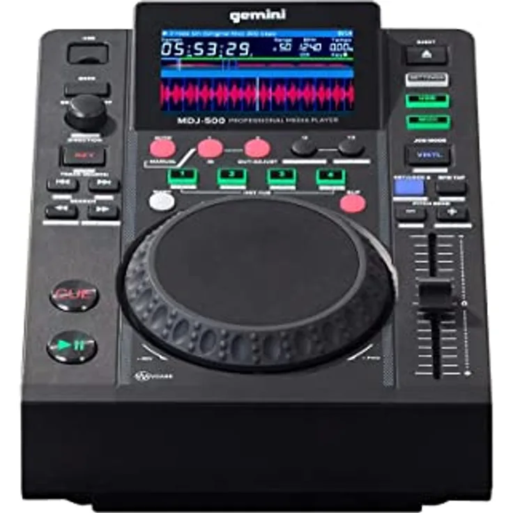 Gemini Sound MDJ-500 - Professioneller Media Player mit 4 Hot Cues und Auto / Manual Looping, Farbbildschirm, MIDI, 24-Bit / 192kHz Soundkard, Black