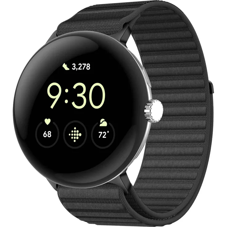 iMoshion Nylonarmband für Google Pixel Watch 5 / 4 / 3 (45 mm) - Schwarz, strapazierfähig, atmungsaktiv, verstellbarer Klettverschluss